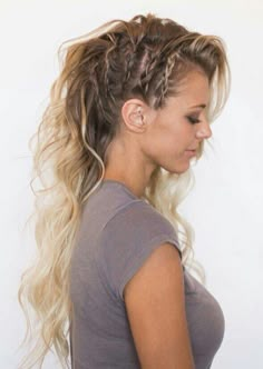 Edgy Long Hair Styles, Hair Cuts Edgy, Braided Updo Ideas, Long Hair Styles Braids, Wedding Braided Updo, Edgy Long Hair, Updo Ideas, Hair Styles Braids, Side Braid Hairstyles