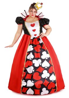 PRICES MAY VARY. Royal Design: This officially licensed Queen of Hearts costume for plus-size women brings the iconic character from Wonderland to life, perfect for themed events, costume parties, and Halloween celebrations. Elegant Construction: The dress features 100% polyester satin, with a jersey knit back panel for a comfortable fit. A back zipper ensures ease of wear, while the puffy satin sleeves are lined with cambric fabric for that dramatic, regal look. Detailed Collar & Bodice: The co Plus Size Queen, Wonderland Queen Of Hearts, Wonderland Cosplay, Queen Of Hearts Makeup, 50s Costume, Queen Of Hearts Card, Long Live The Queen, Fairy Tale Costumes, Queen Of Hearts Costume