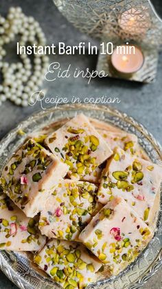 an image of food on a plate with candles in the background and text overlay that reads instant barini 10 min ed rispa recipe in caption