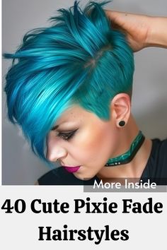 Revamp your look with these 40 pixie fade hairstyles that blend boldness with modern flair! Perfect for showcasing your edgy side, these cuts feature sharp fades and playful textures, offering a fresh take on the classic pixie. Whether you prefer subtle fades or dramatic contrasts, there's a style here to inspire your next haircut. Tap the link for more style inspiration! Pixie With Fade Undercut, Playful Pixie Haircut, Short Half Shaved Hairstyles, Pixie Fade, Disconnected Pixie, Fauxhawk Pixie, Vibrant Pixie Hair Color, Pixie Haircut Undercut Shaved Sides, Colorful Pixie Cut