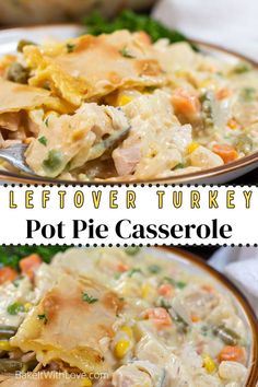 Turkey Pot Pie Casserole Turkey Pot Pie Casserole, Turkey Pot Pie Easy, Using Leftover Turkey, Turkey Pot Pie Recipe, Turkey Chops, Pot Pie Filling, Dinner Casserole Recipes