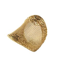 18K Solid Yellow Gold Mesh Wide Design Filigree Ring Filigrana Jewelry, Filigree Ring Gold, Mens Silver Jewelry, Mesh Pattern, Crawlers Earrings, Baby Earrings, Italian Craftsmanship, Kids Necklace, Filigree Design