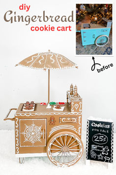 Gingerbread cookie cart Gingerbread Carnival, Papercrafts Templates, Gingerbread Cabin, Cookie Workshop, Diy Gingerbread Cookies, Cookie Cart, Elf Workshop, Christmas Papercrafts, Bread Christmas