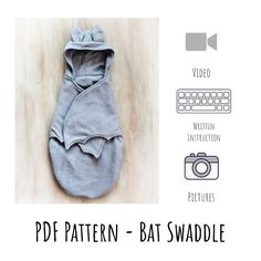 an image of a cat sleeping bag with the text, pattern - bat swaddle