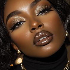 Subtle Homecoming Makeup, Eye Make Up Dark Skin, Matte Smokey Eye For Brown Eyes, Sultry Fall Makeup, Boho Makeup Looks Black Women, Jackie Aina Makeup Looks, Makeup Looks For Brown Women, Black Women Smokey Eye Makeup, 1970s Makeup Black Women