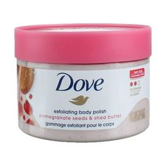 There's one essential step for achieving smooth skin that shouldn't be overlooked: exfoliation. So, gently buff away dry, dull skin while caring for your skin with Dove Pomegranate Seeds & Shea Butter Exfoliating Body Polish. Made with 1/4 moisturizing cream, this exfoliating body scrub restores skin's nutrients as it exfoliates, leaving your skin feeling silky smooth. With a smooth, easily spreadable texture, this Dove body exfoliator gives you beautifully creamy coverage while releasing the sw Pomegranate Body Scrub, Dove Pomegranate, Exfoliating Body Polish, Dove Beauty Bar, Foaming Body Wash, Dove Body Wash, Shower Scrub, Exfoliating Body Scrub, Body Polish