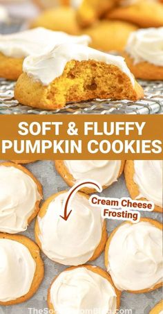 soft and fluffy pumpkin cookies with cream cheese frosting are the perfect treat for fall