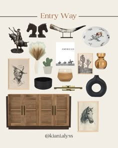 an assortment of items are arranged in the shape of a collage with text that reads entry way