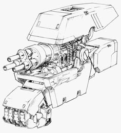 a drawing of a machine that is in the process of being drawn by someone's hand