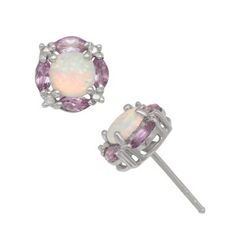 Sterling Silver Created Opal And Amethyst Earrings | Giorgio di Vicenza Lab Created Sterling Silver Created Opal And Amethyst Earrings Gold Ear Jacket, Amethyst Studs, Cool Things, Crystal Stud Earrings, Amethyst Earrings, White Earrings, Earrings Vintage, Sterling Silver Studs, Sterling Silver Earrings Studs