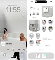 an image of a woman in the bathtub on her cell phone and calendars