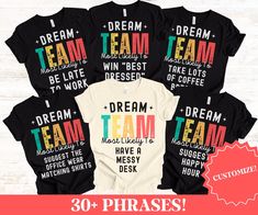 Get ready to laugh and vote for the quirkiest office personalities with our "Most Likely To" Group Shirts! Perfect for the work office party, these shirts feature hilarious superlatives for each member, ensuring a night filled with fun, camaraderie, and unforgettable memories. Let the friendly competition begin as you celebrate your unique team dynamics in style! 🎉👔 ------------------------------------------------------------------------------------------------------ 1. MAKE SURE THAT YOU HAVE Fun Work Team Shirts, Halloween Costumes Work, Halloween Costumes Group, Team Halloween Costumes, Theme Costumes, Office Halloween Costumes, Team Dynamics, Teacher Halloween Costumes, Office Halloween