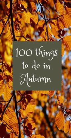 autumn leaves with the words 100 things to do in autumn on it and over them