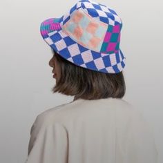 Never Worn Mixed Checkerboard Jacquard Knit Bucket Hat. Made From Colorful, Soft Hypoallergenic Yarn. From Sunny Summer Beach Days To Cold Winter Walks, This Bucket Hat Is Destined For Year-Round Wear. Each Hat Is One Of A Kind Patchwork Pattern Placement May Vary, But That's The Fun Of It! Patchwork Bucket Hat, Knit Bucket Hat, Winter Walk, Patchwork Patterns, Jacquard Knit, Cute Hats, Beach Days, Cold Winter, Beach Day