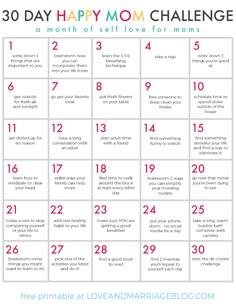 the 30 day happy mom challenge is here to help you get organized and have fun