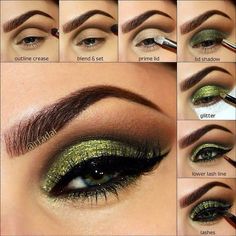 Fall Makeup Products Make Up Yeux, Green Eyeshadow Look, Green Shadow, Cut Crease Makeup, Colored Eyeliner