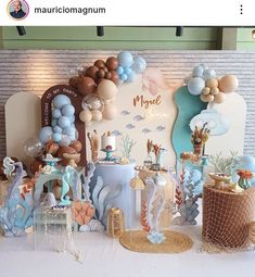 Under The Sea Centerpiece Ideas, Ocean Baby Shower Theme, Under The Sea Theme Party, Surf Birthday Party, Ocean Baby Showers, Wedding Ambiance, Ocean Birthday, Baby Shower Theme Decorations