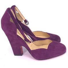 Worn Twice, And Put Away In Closet. Shoes Louboutin, Purple Suede, Louboutin Shoes, Christian Louboutin Shoes, Color Purple, Shoes Women Heels, Christian Louboutin, Shoes Heels, Size 7