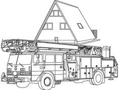 a fire truck with a house on top