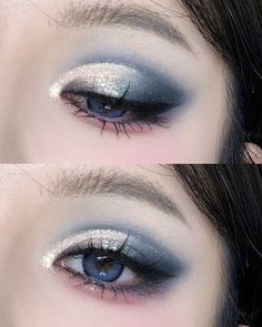 Grey And Blue Makeup, Eye Makeup Dark Blue, Swag Makeup, Ethereal Makeup, Blue Lens, Eye Makeup Designs, Dope Makeup, Edgy Makeup