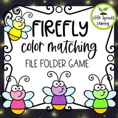 a poster that says firefly color matching file folder game with two bees on it