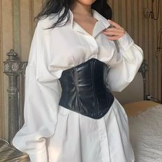 Mira lo que he encontrado en AliExpress Shirt And Corset Outfit, Black Lace Up Corset, Black Corset Outfit, Cheap Corset, Leather Corset Top, Corset Outfits, Lace Up Corset