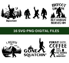 the bigfoot svg - png digital files are available for use in many different designs