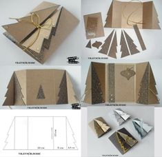 the instructions for how to make an origami christmas tree out of brown paper