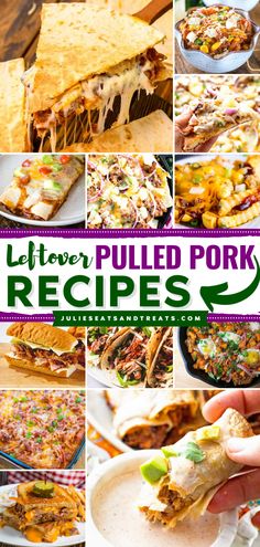 Take your leftover pulled pork and make one of these easy recipes with it! Your family will love the variety of leftover pulled pork recipes we’ve rounded up for you. Meals With Leftover Pulled Pork, Leftover Pork Ribs What To Do With, Pulled Pork And Rice Recipes, Pulled Pork Leftovers Recipes, Recipes With Leftover Pulled Pork, Leftover Smoked Pork Recipes, Shredded Pork Recipes Leftover, Leftover Pork Shoulder, Leftover Pork Roast Recipes