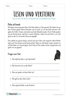 the german language worksheet with an image of a cat and a bird on it