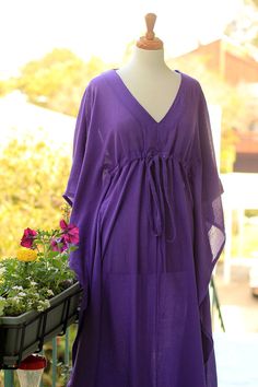 Kaftan Maxi Dress  Beach Cover Up  Caftan  by mademoisellemermaid, $68.00 Short Caftan Dress, Hawaiian Cruise, Maxi Dress Beach, Elegant Swimwear, Purple Stuff, Kaftan Designs, Short Kaftan, Kaftan Maxi Dress, Cruise Wear