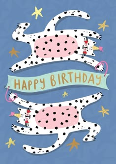 a happy birthday card with two cats in the shape of a cat and stars on it