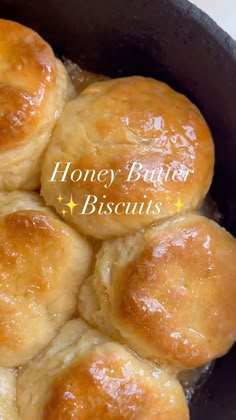 honey buns in a cast iron skillet ready to be cooked