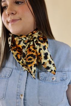 Our beautiful new line of wild rags are so fun and great for the upcoming seasons! Tie this in your hair, around your neck, or around your purse and you're set! Size: Regular Wild rag measures 34.5 x 34.5 inches. SKU: #Charmeuse-Cheetah (1104-2016) Trendy Fall Bandana, Trendy Brown Scarves For Gifts, Casual Multicolor Silk Scarf For Fall, Trendy Bandana For Summer Gift, Trendy Summer Bandana As Gift, Trendy Multicolor One Size Bandana, Trendy Summer Bandana Gift, Trendy Gift Bandana One Size, Brown Summer Scarves One Size