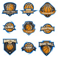 basketball emblems with different colors and designs