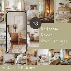 this is a collage of bedroom decor and pictures