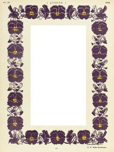 a purple and white frame with flowers on it