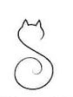 the cat logo is shown in black and white, with an outline of a cat's head