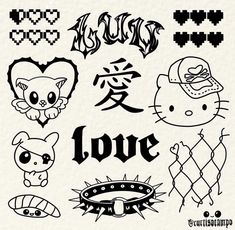 some type of tattoo art with the word love written in chinese and japanese characters on it