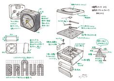 an illustrated drawing of various appliances and parts for a kitchen appliance in japan