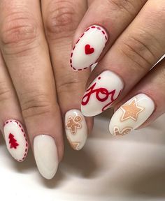 White Christmas Nails Design, White Christmas Nails, Christmas Nails Ideas, Christmas Nails Easy, Cute Christmas Nails, Christmas Gel Nails, Summery Nails, Casual Nails, Christmas Nails Acrylic