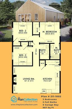 the floor plan for a small house with two bedroom and living areas in each room