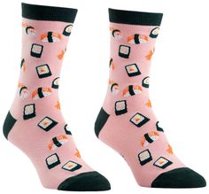 PRICES MAY VARY. Ultra soft, high quality women's crew sushi socks Approximately fits women's shoe size 5-10 Reinforced 2-ply heel and toe Our threads are certified by OEKO-TEX Standard 100, which means we leave out harmful chemicals to keep your skin safe and happy STYLISH, COMFORTABLE, STRETCHY - Your toes will be cozy in these eye-catching, thick, comfy socks. If you have a sushi lover or two in your life, they will love these. Because sushi fans like to let the world know that they're brave Sushi Socks, Food Socks, Sock It To Me, Comfy Socks, Cat Socks, Men's Shoe, Fun Food, Chemical Free, Men Shoes Size