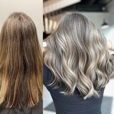 Gray Hair with Blonde Highlights Blonde Hair With Grey Highlights, Hair Lowlights, Transitioning To Gray Hair, Grey Hair Care, Hair 101, Ash Blonde Balayage