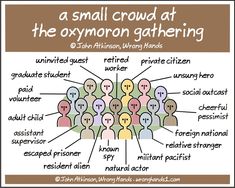 a small crowd at the oxymon gathering with words above it and an image of people