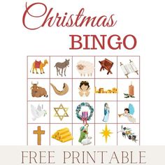 the christmas bingo game is shown in red and white