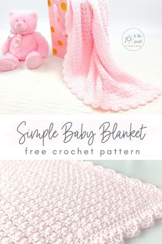 the crochet baby blanket is next to a teddy bear