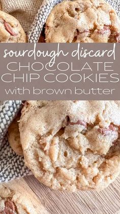 chocolate chip cookies with brown butter and bacon are the perfect dessert to eat for breakfast