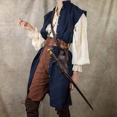 Navy Blue Linen Waistcoat Unisex Cotton Pirate Cosplay Womens Mens Renaissance Vest Surcoat Knight LARP Costume Mr. Darcy Tunic Plus Size - Etsy Layers Men Outfit, Pirate Man Outfit, 18th Century Pirate, Medieval Pirate Outfit, Shipwrecked Costume, Blue Pirate Outfit, Pirate Clothes Men, Prince Inspired Outfits, Pirate Captain Outfit