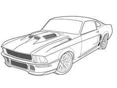 a drawing of a mustang muscle car